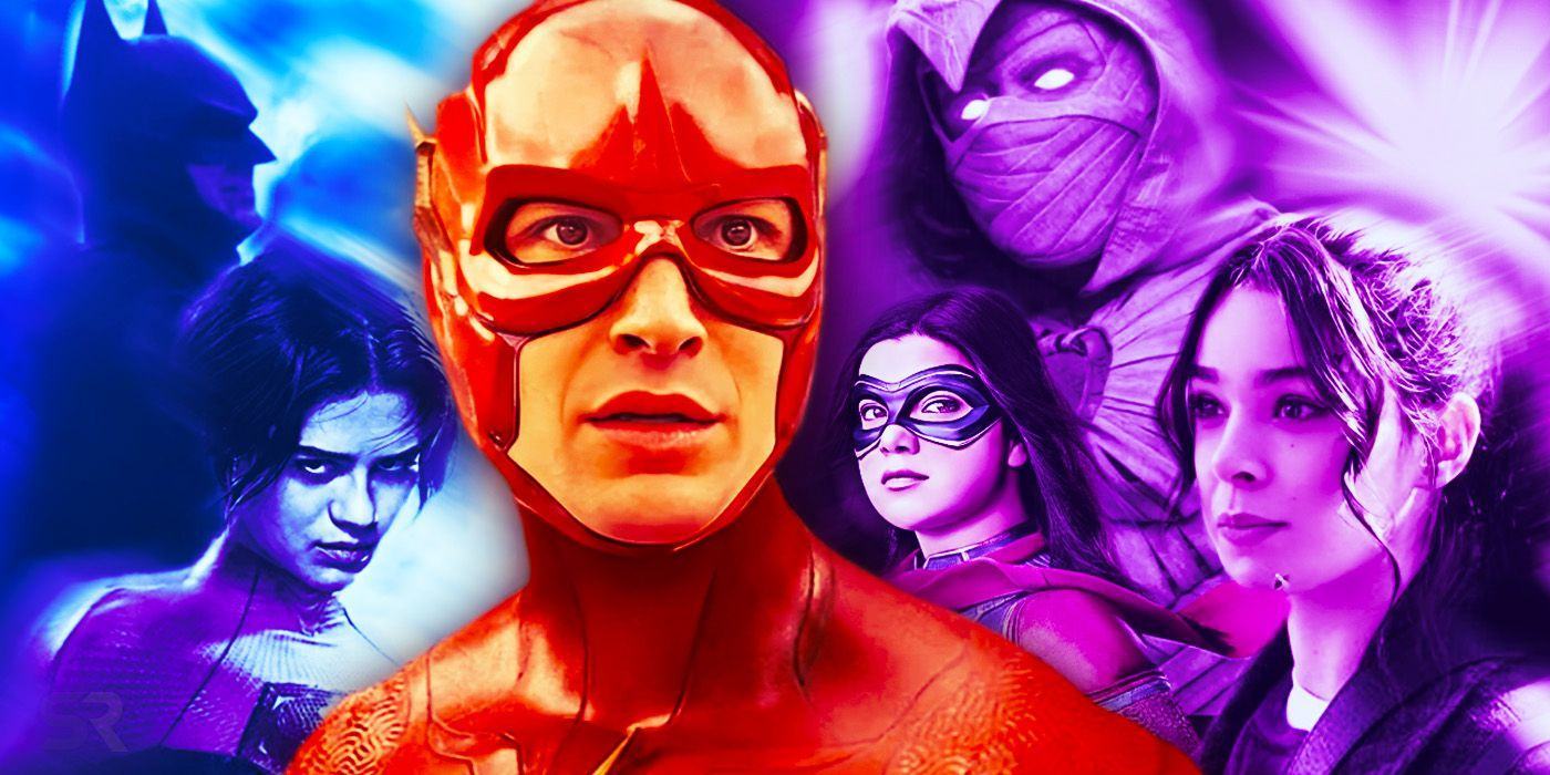 the flash with batman and supergirl and mcu characters in the multiverse