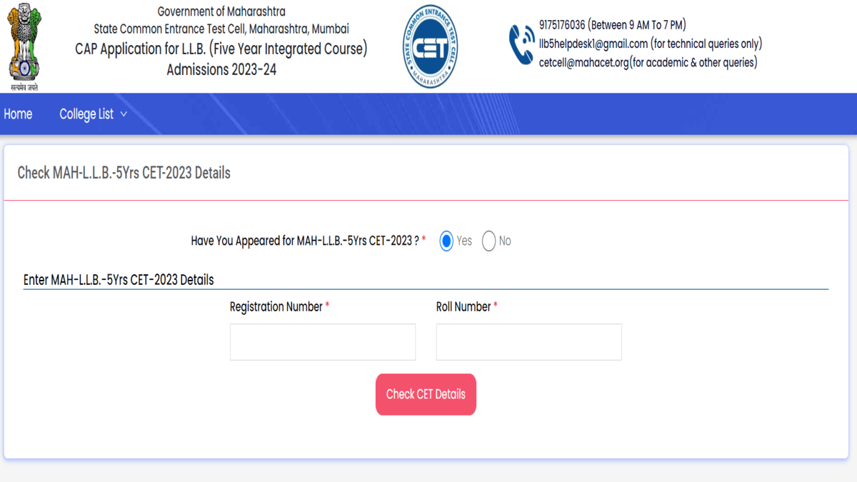 MHT CET Law Counselling Registration 2023 for 5-year LLB Ends