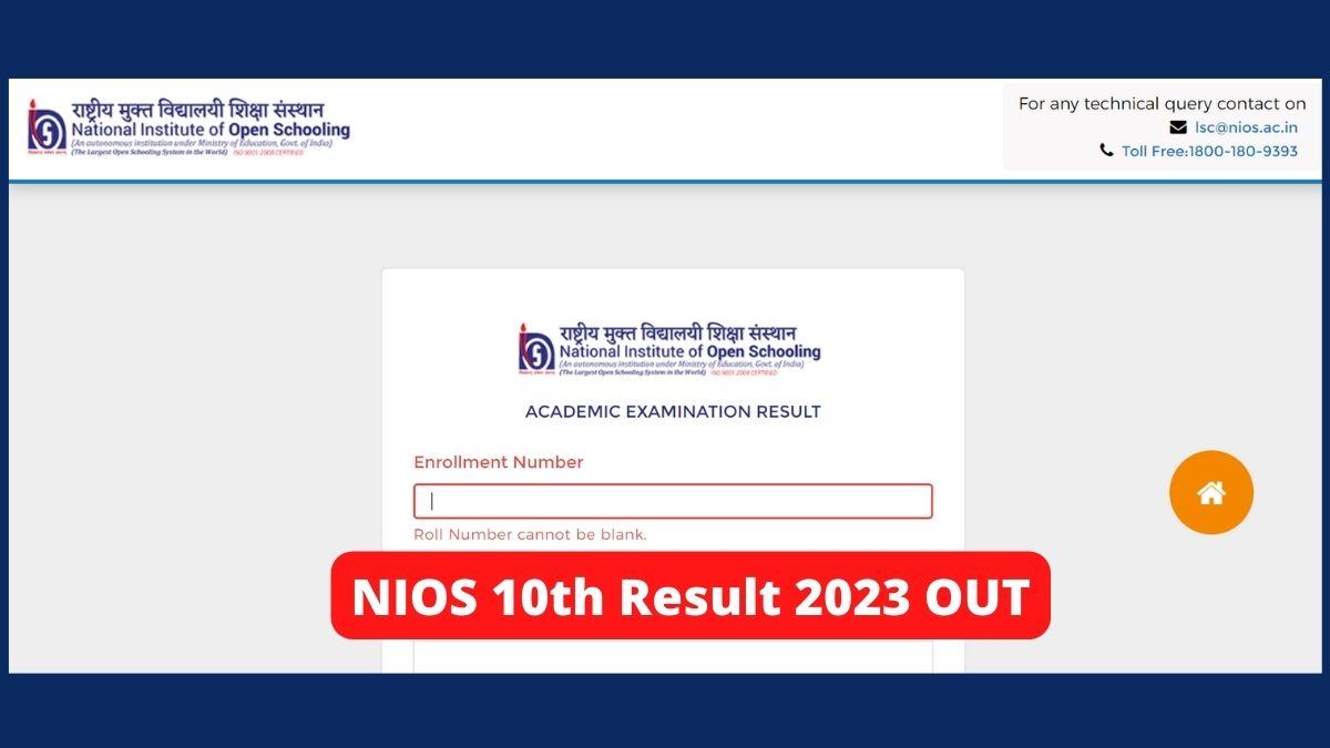 NIOS 10th Result 2023 Declared For April Exam at results.nios.ac.in