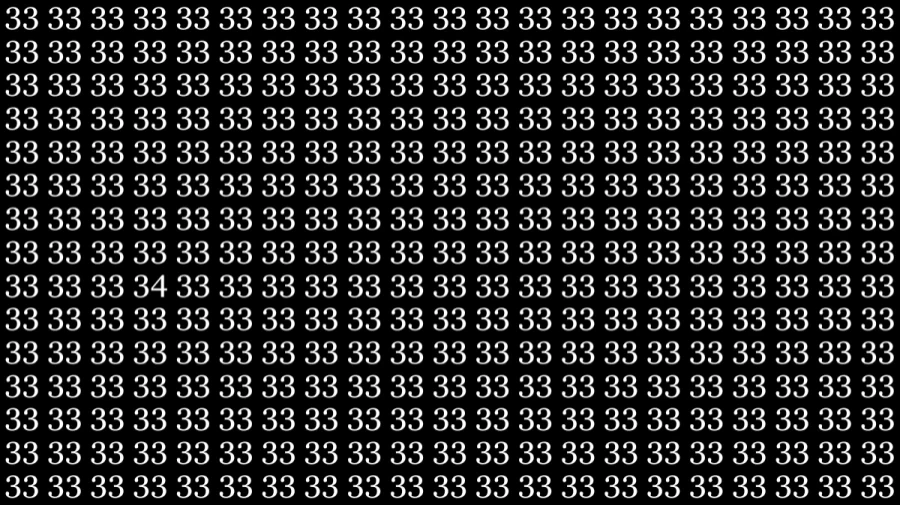 Optical Illusion: If you have Eagle Eyes Find the Number 34 among 33 in 10 Seconds