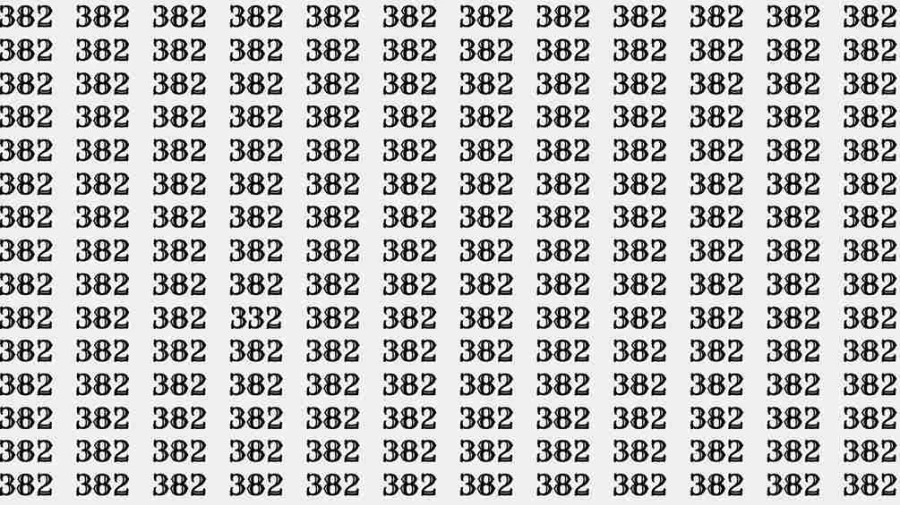 Optical Illusion Test: If you have Hawk Eyes Find the number 332 among 382 in 7 Seconds?