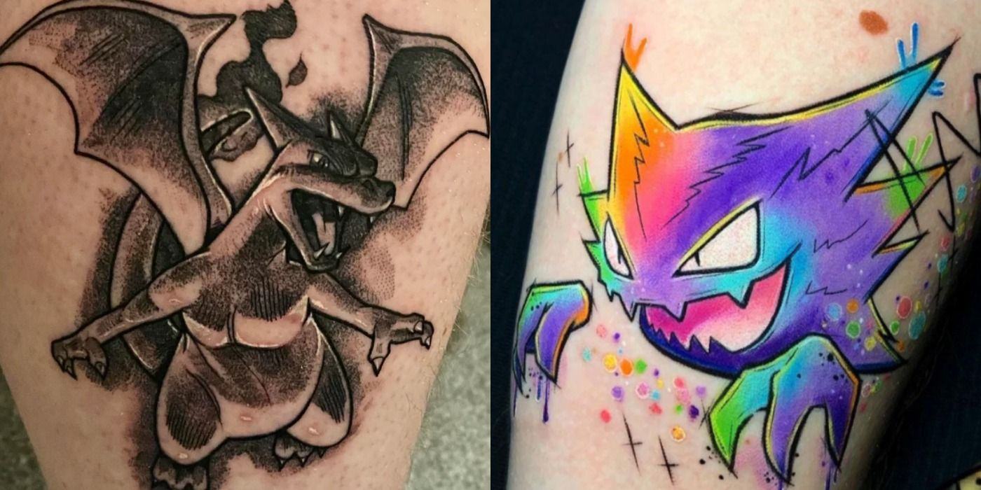Pokemon tattoos of Charizard and Haunter