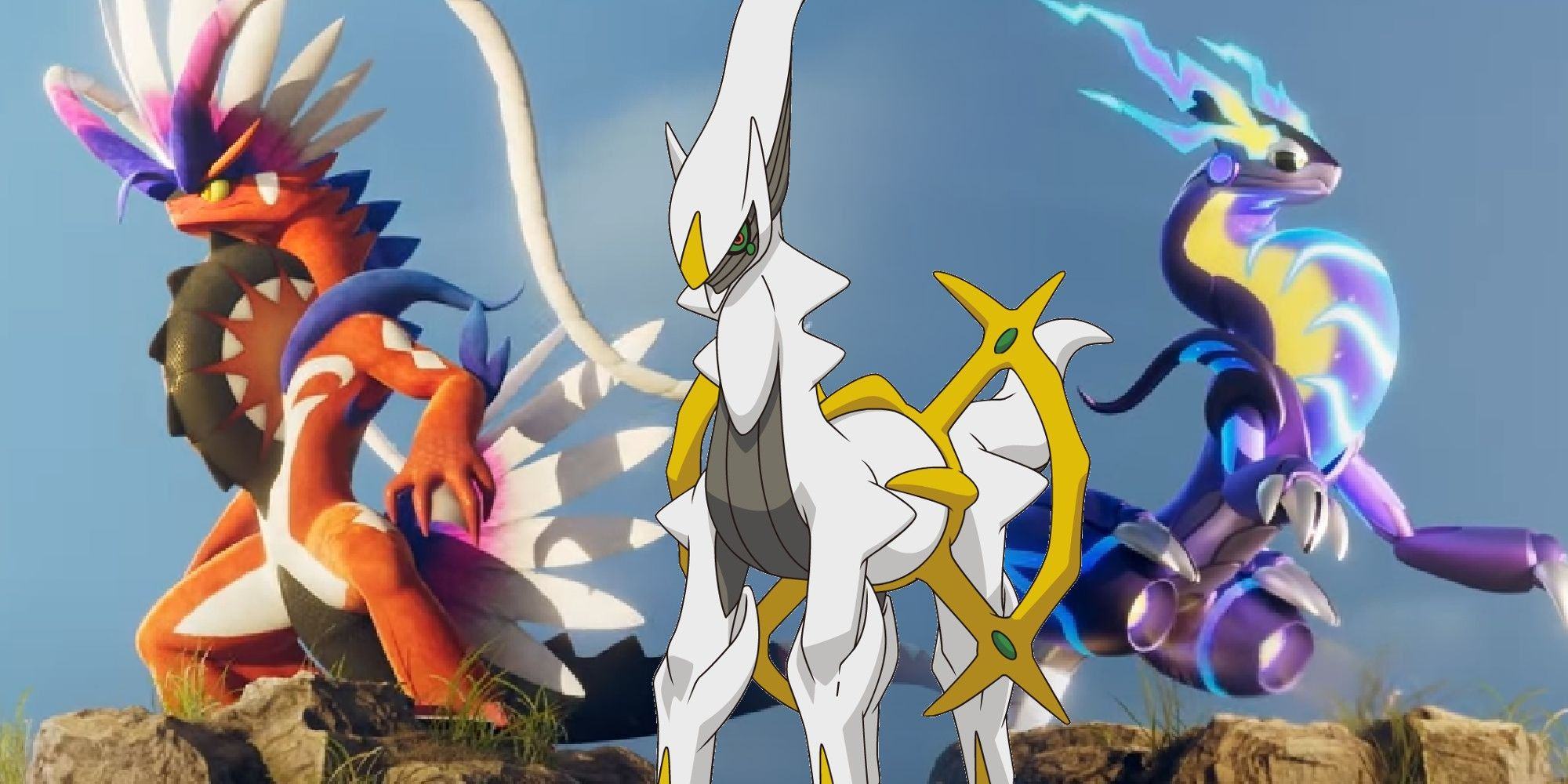 Pokemon Scarlet And Violet Legendaries with Arceus in the center.