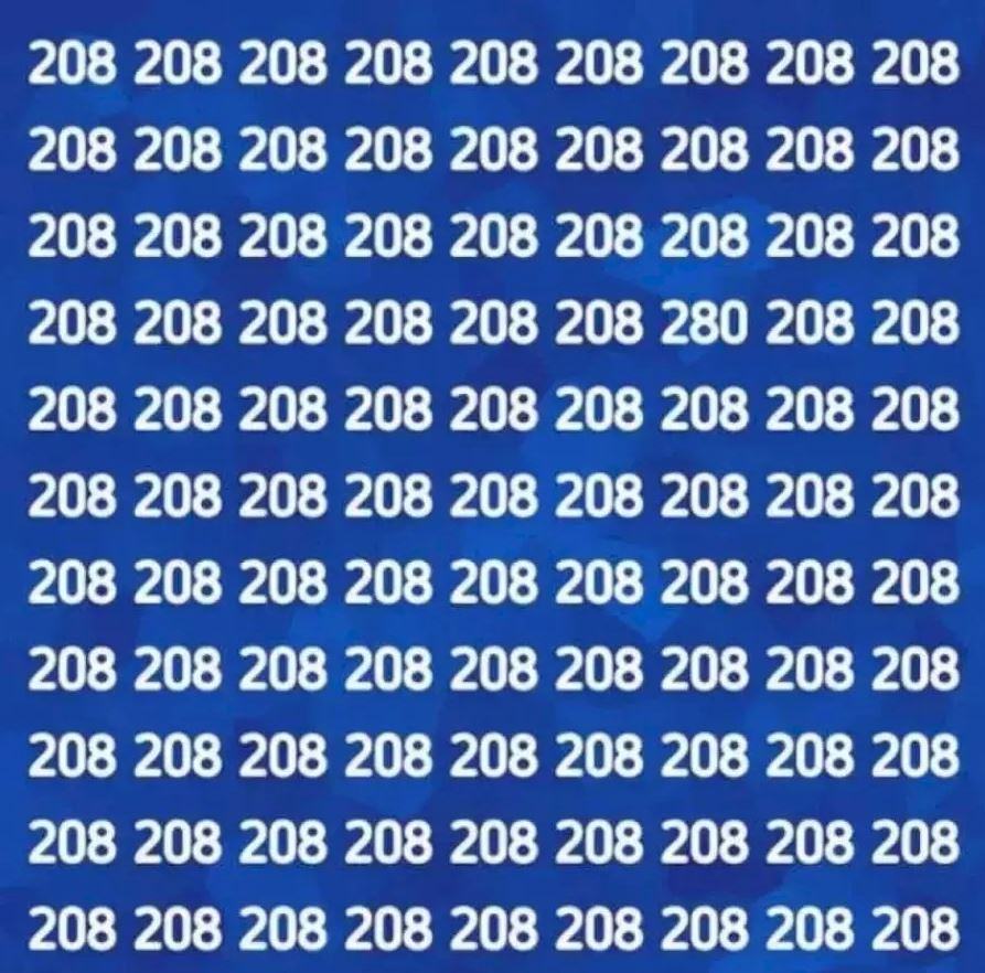 You Might Have A Super IQ If You Can Spot The Fake Number In This Optical Illusion 208 In Five Seconds