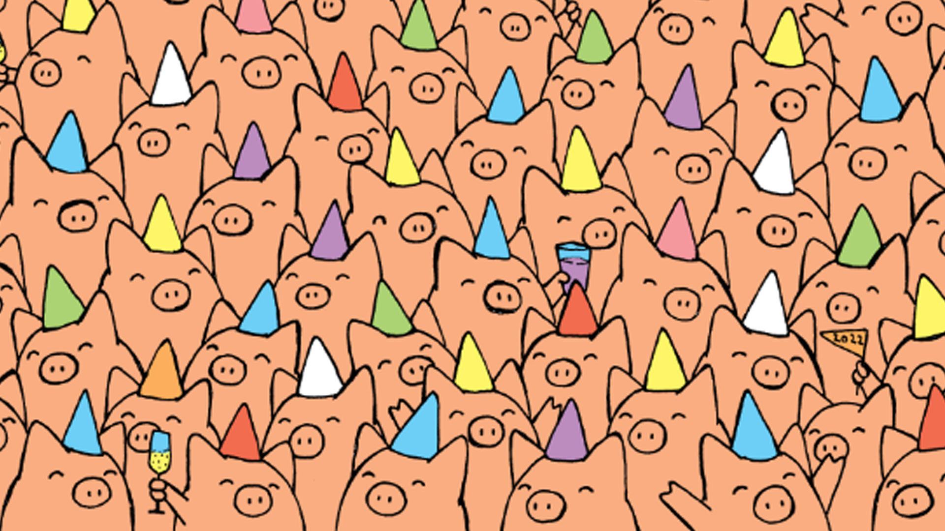 You could be in the top 1% if you're quick enough to spot the three pigs without party hats on in under 20 seconds