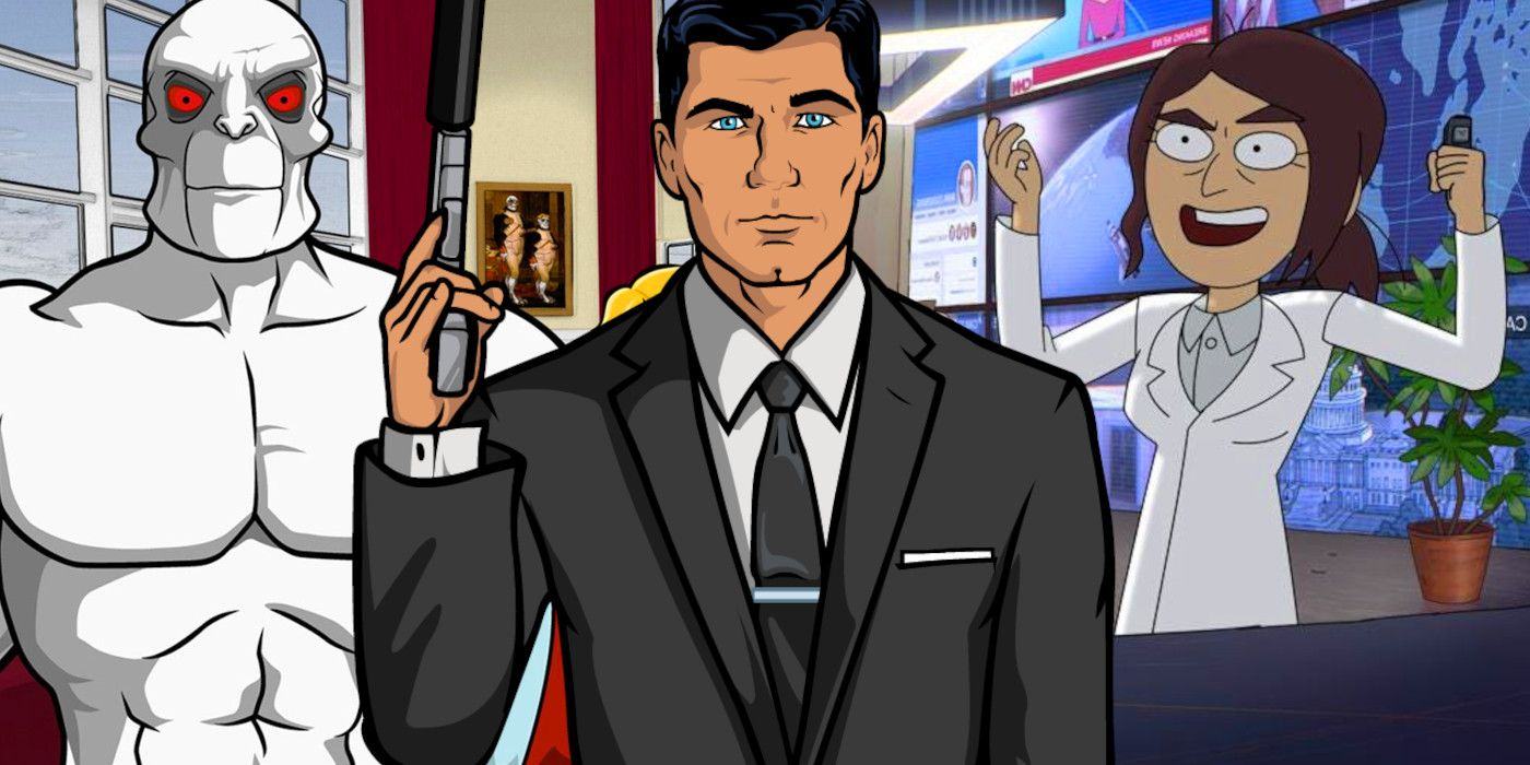 Split image of Killface in Frisky Dingo, Sterling in Archer, and Reagan in Inside Job