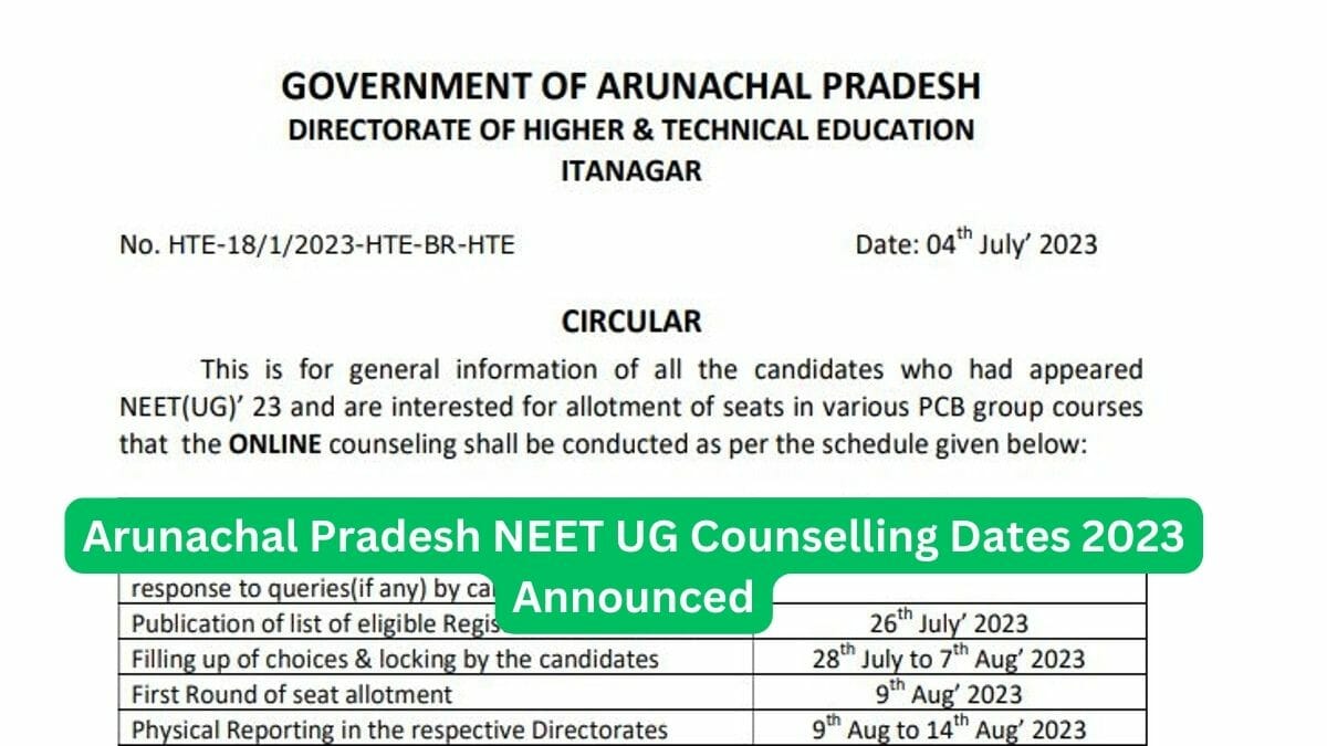 Arunachal Pradesh NEET UG Counselling 2023