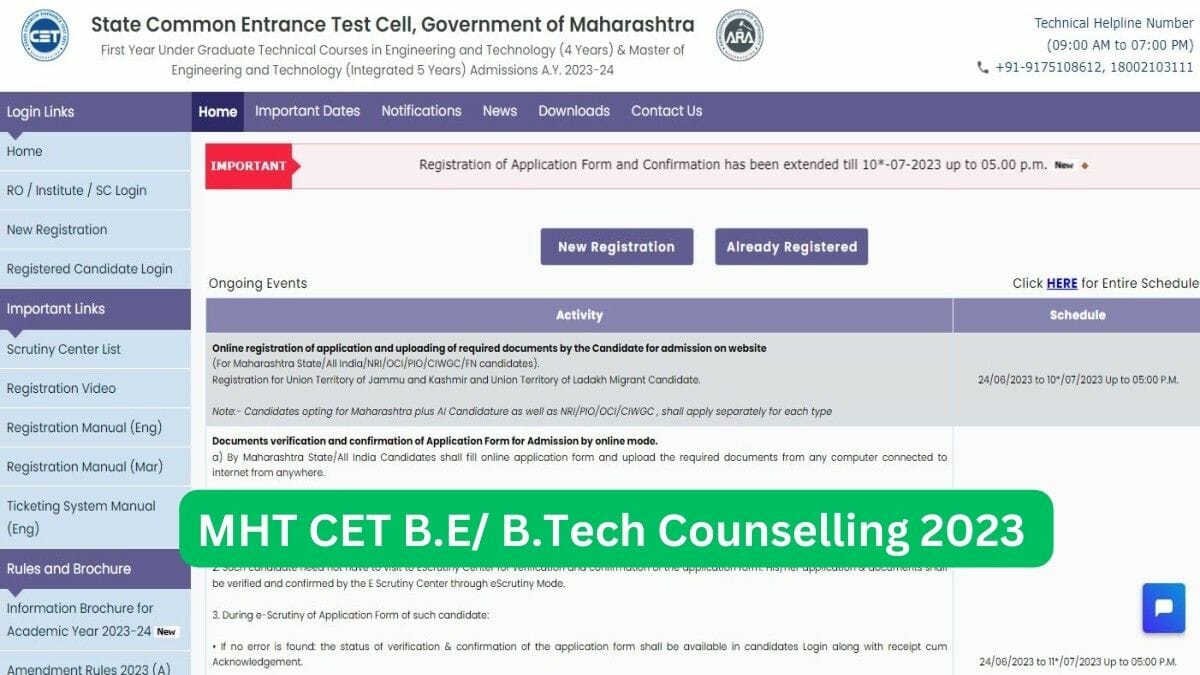 MHT CET Counselling 2023