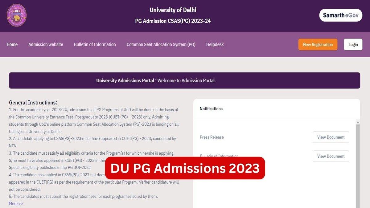 DU PG Admission 2023