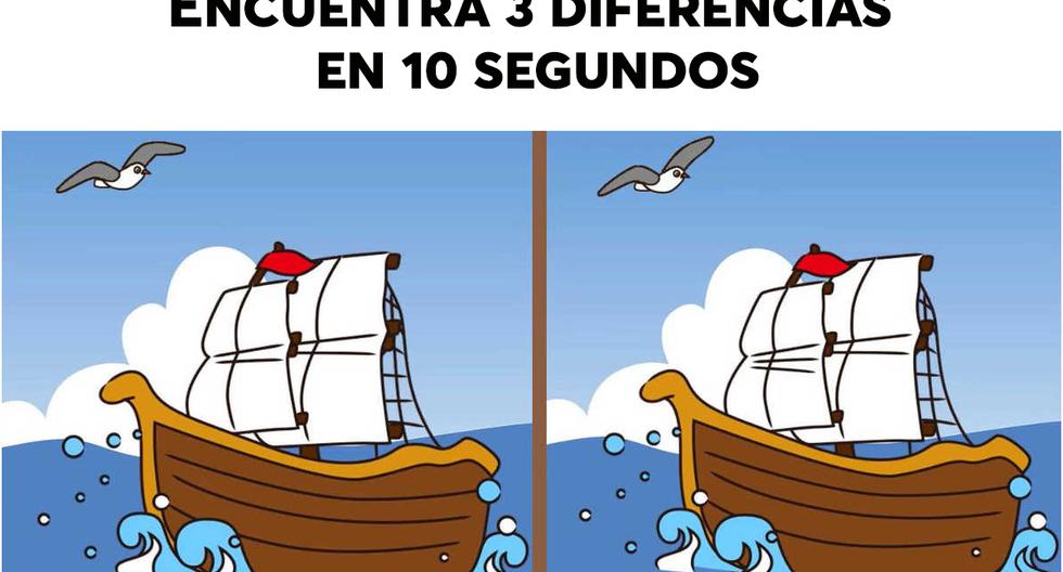 Find 3 differences between two ships sailing on the sea in just 10 seconds