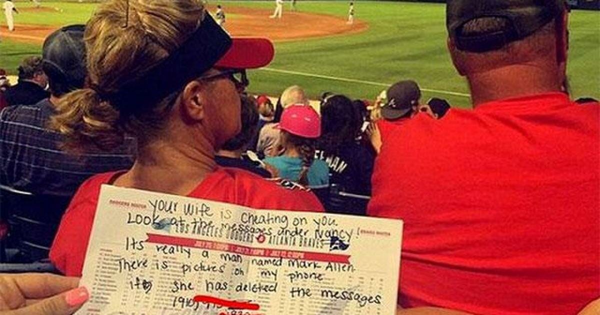 For it’s one, two, three strikes you’re out: Wife’s infidelity uncovered at ball game