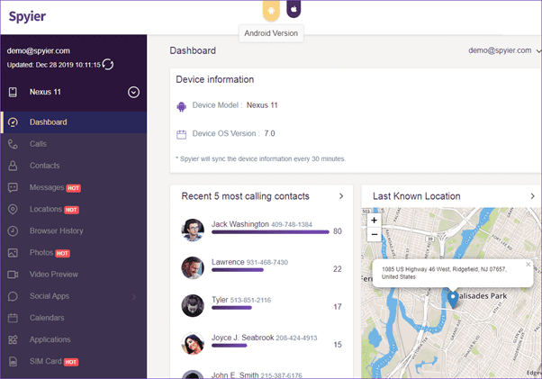 Spyier dashboard