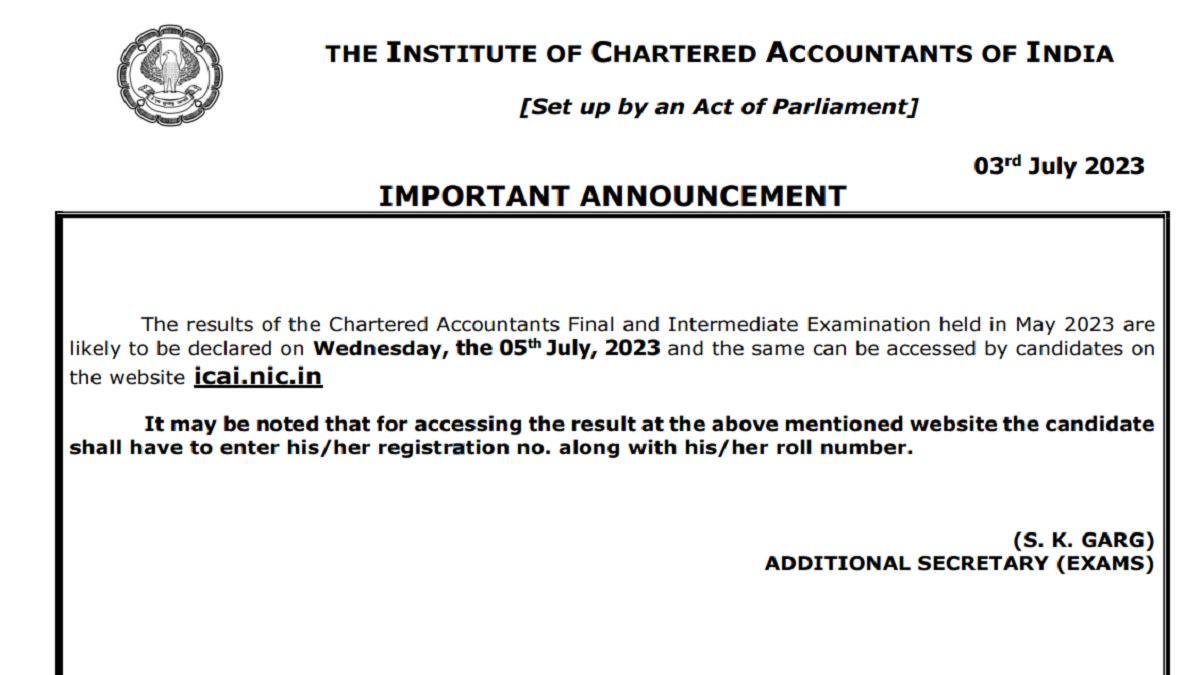 ICAI CA Intermediate Final Result 2023