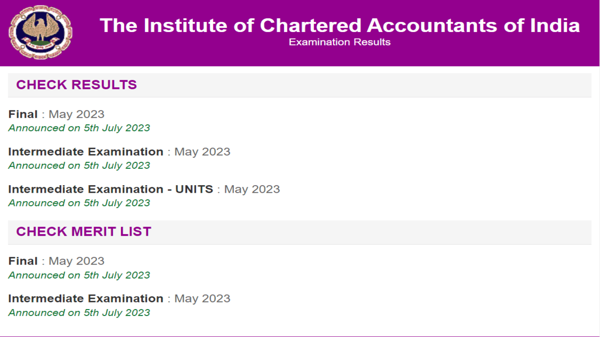 ICAI CA Result 2023 OUT, Check Pass Percentage Here