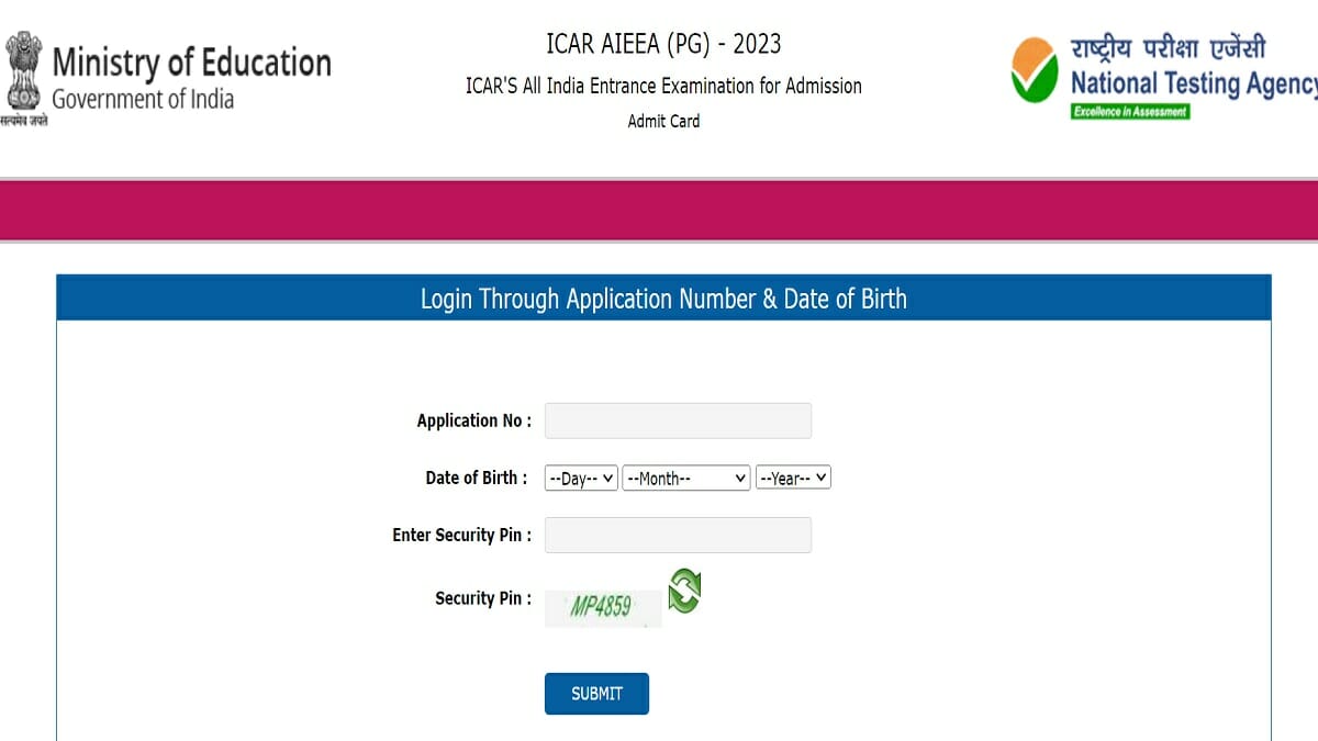 ICAR AIEEA AICE Admit Card 2023