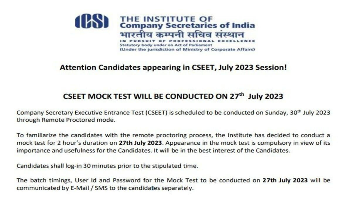 CSEET Mock Test July 2023