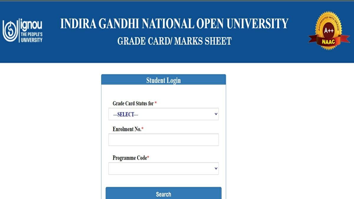 IGNOU June 2023 Grade Card