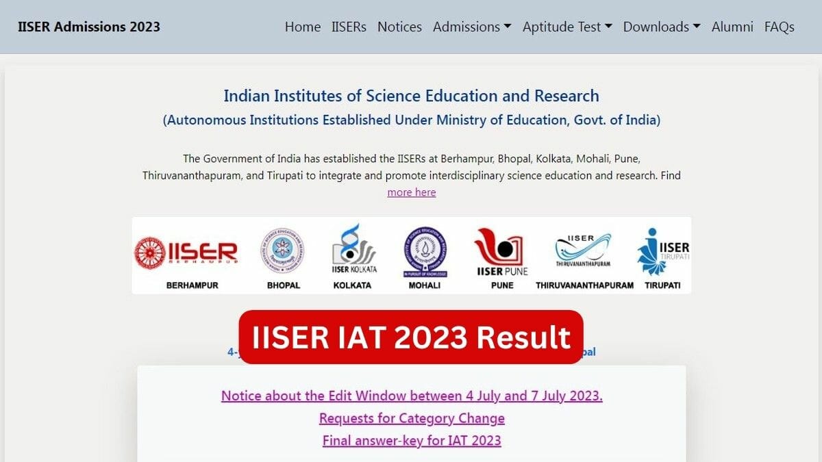 IISER IAT 2023 Result