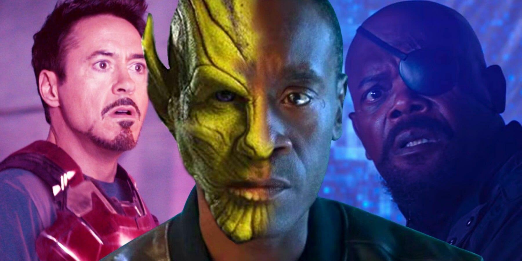 Rhodey as a Skrull Secret Invasion with Nick Fury and Tony Stark