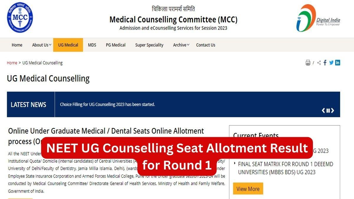 NEET UG Counselling 2023 Seat Allotment Result