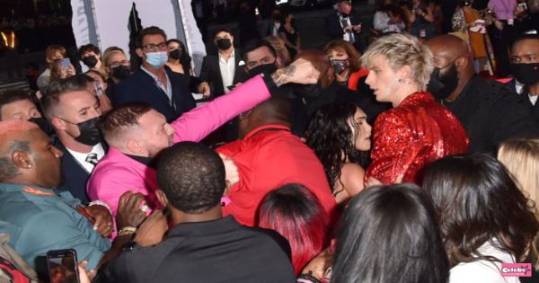 Machine Gun Kelly and Conor McGregor Fight at 2021 MTV VMAs. Pics