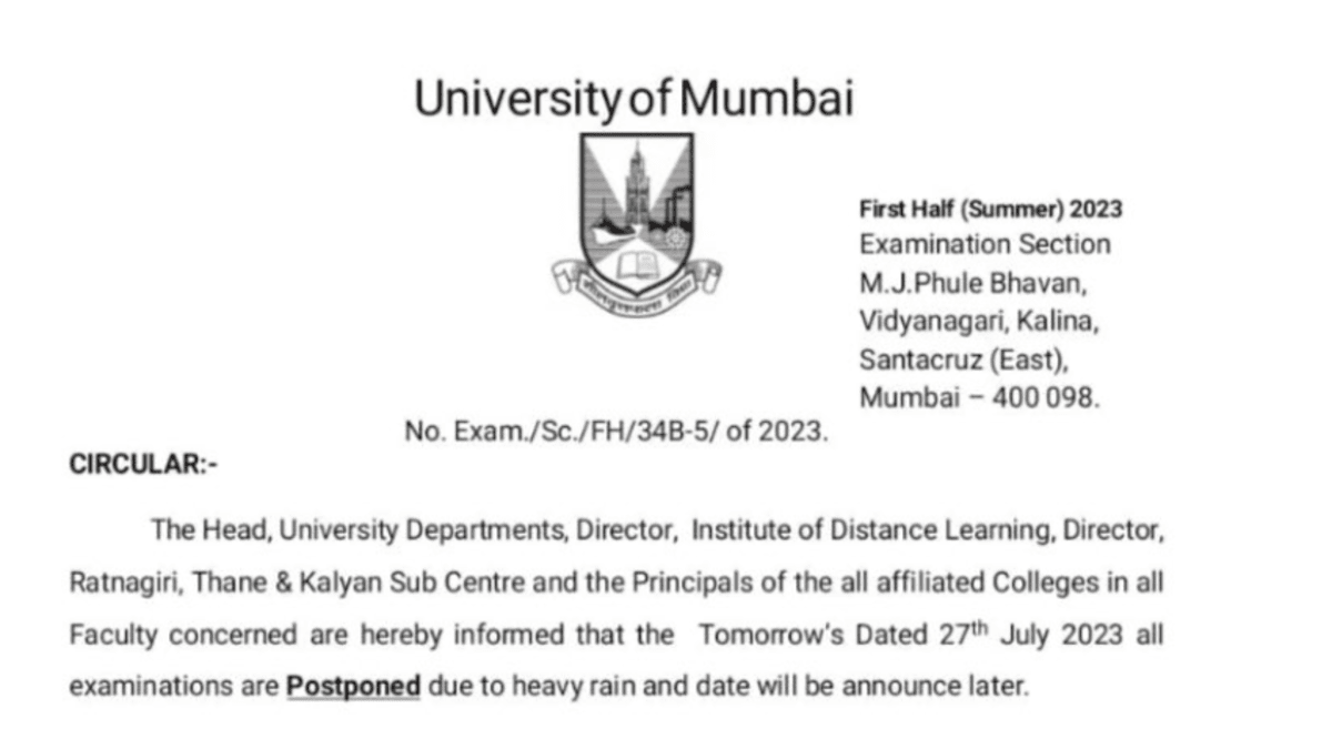 Mumbai University semester exams postponed