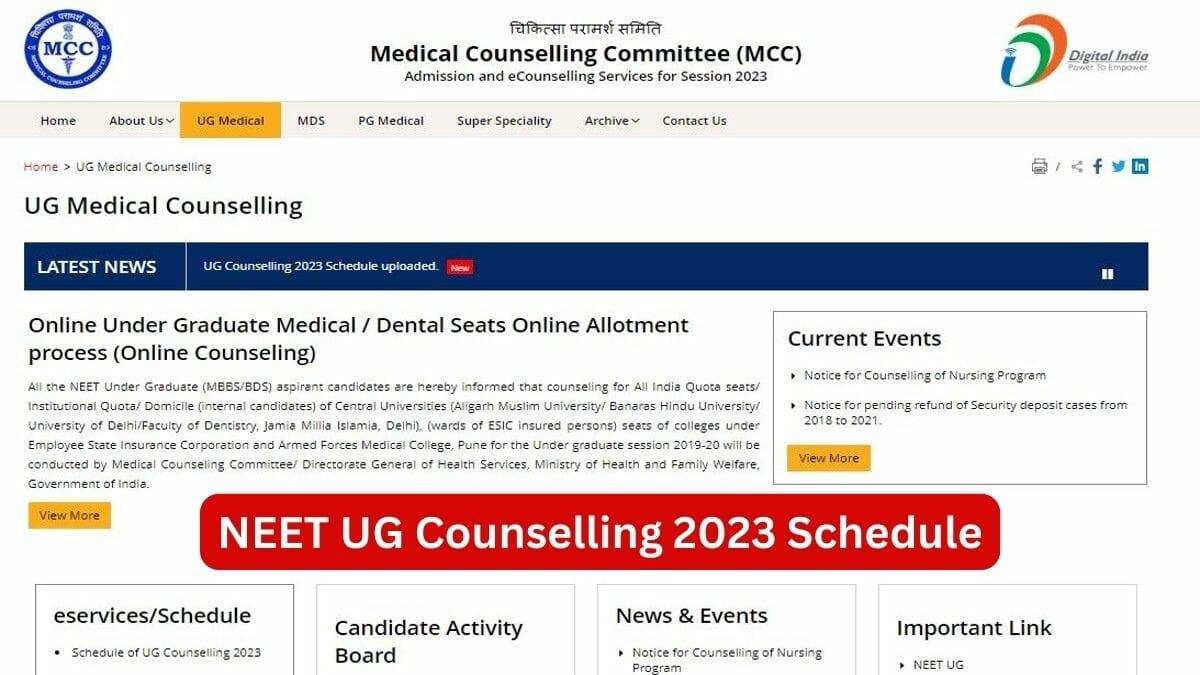 Official NEET Counselling Schedule 2023