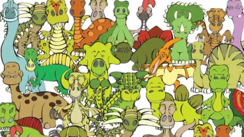 Only 1% can spot the turtle hiding among the dinosaurs in the picture within 9 seconds!