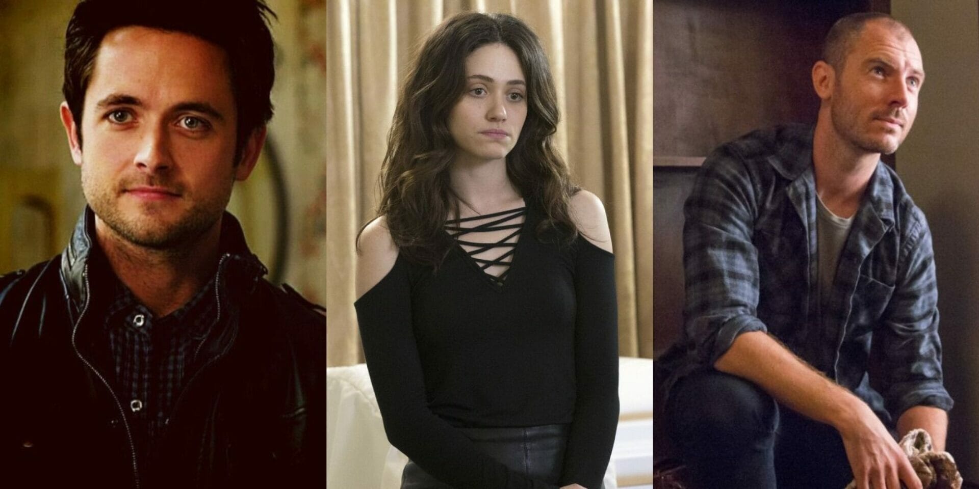 Split image of Jimmy/Steve, Fiona and Ford on Shameless