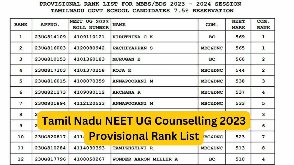 Tamil Nadu NEET Counselling 2023