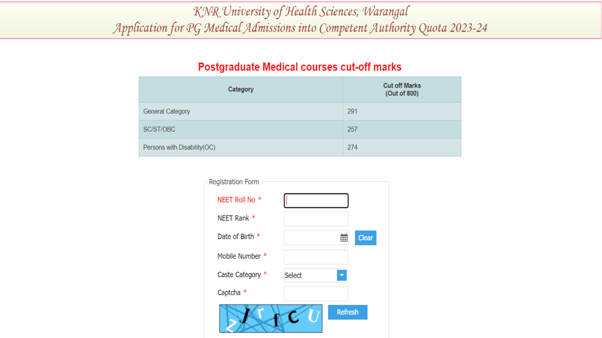 Telangana NEET PG Counselling registration 2023 starts