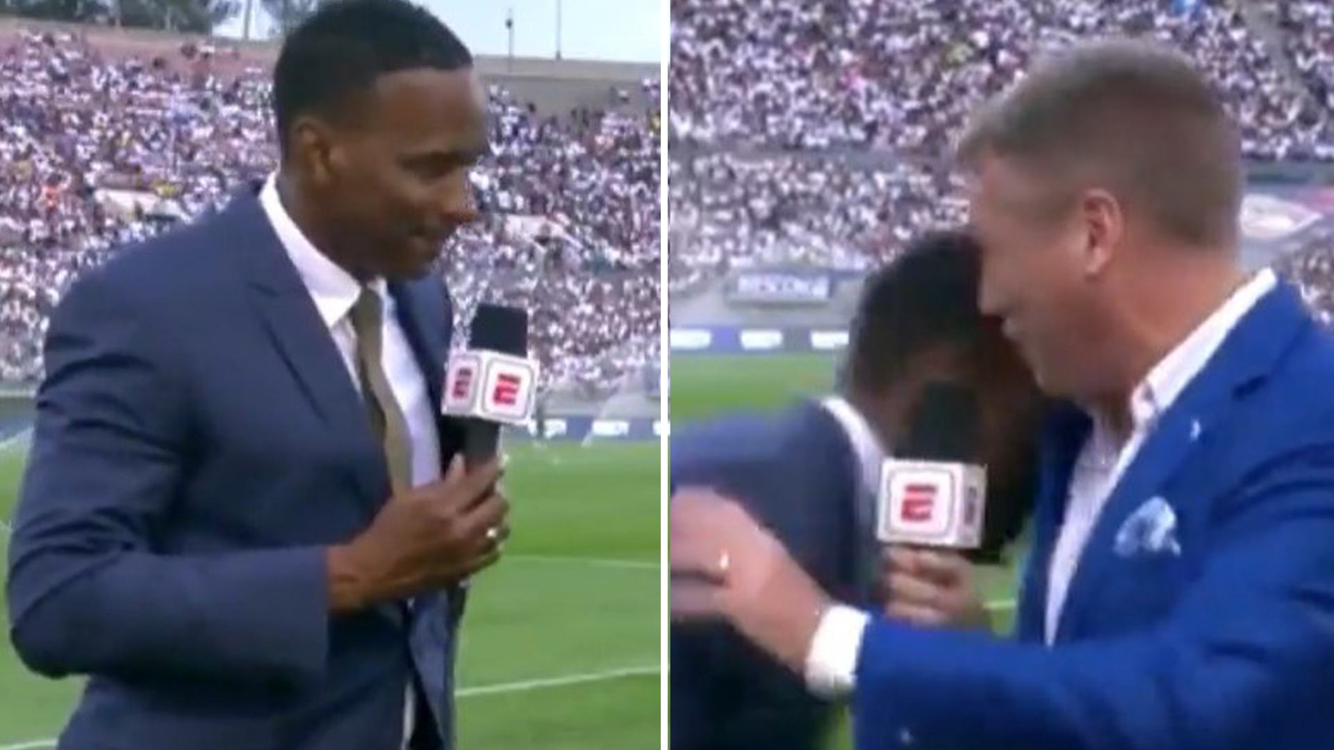 Terrifying moment ex-Premier League star Shaka Hislop collapses live on TV and ESPN co-host begs for help