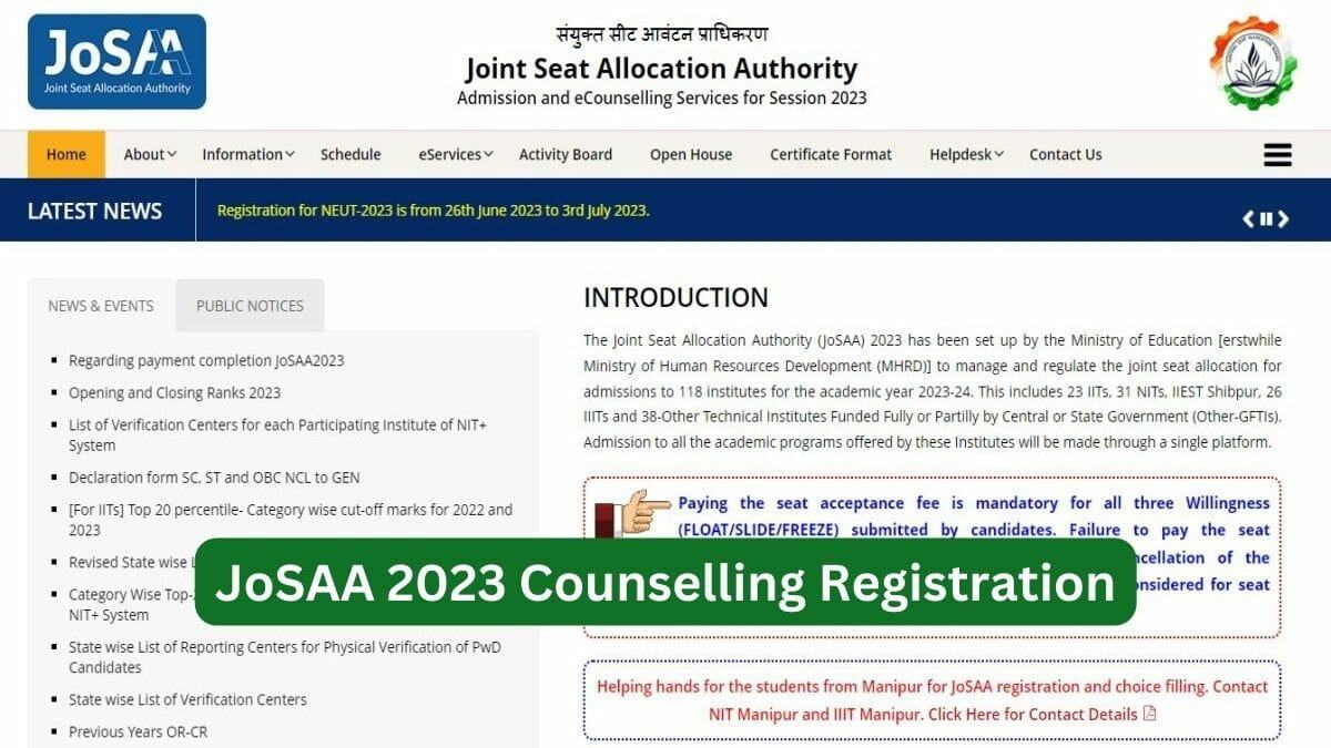 JoSAA 2023 Counselling