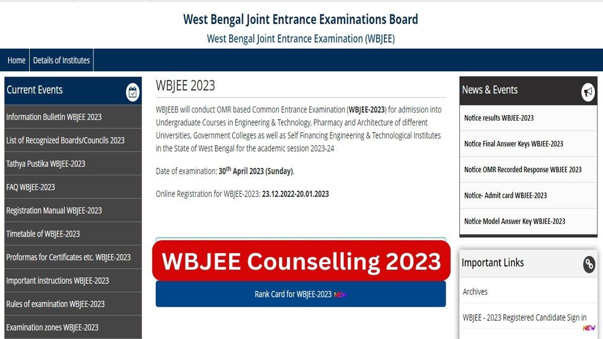 WBJEE Counselling 2023