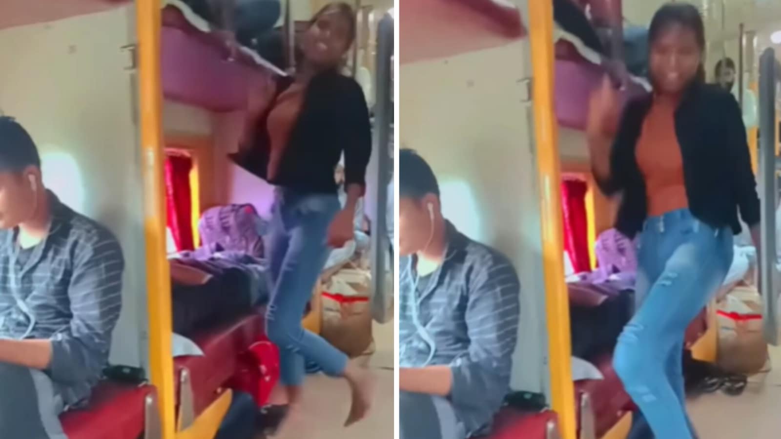 Woman dances inside train, leaves onlookers baffled