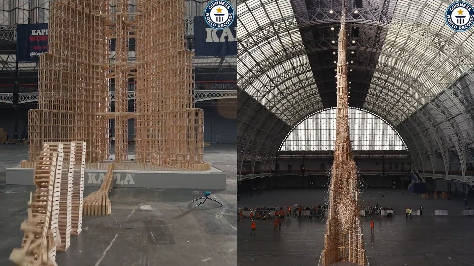 World’s tallest tower of wooden toy blocks come crashing down: Watch