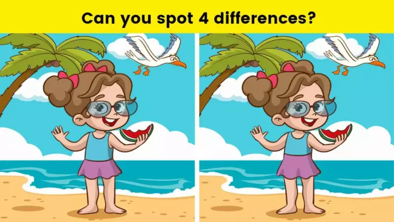 You have the best observation skills if you can spot 4 differences between pictures of a girl on the beach within 7 seconds!