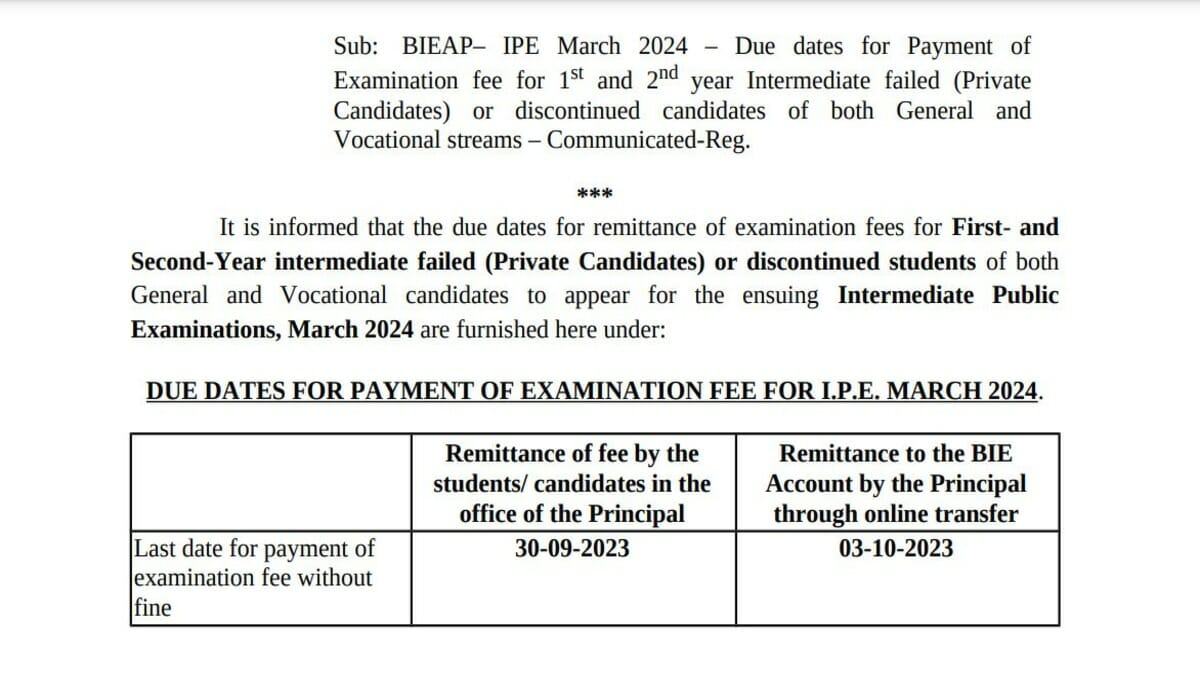 BIEAP Intermediate Public Exam 2024