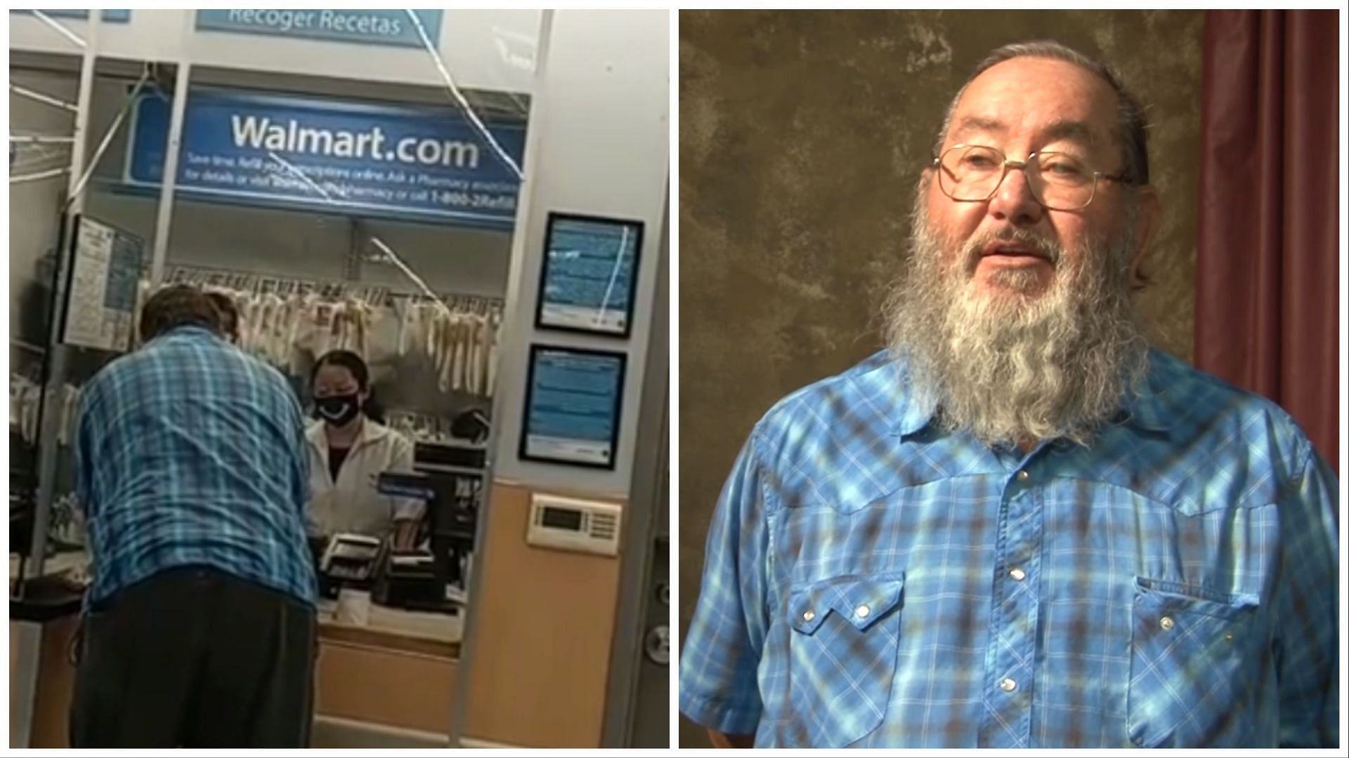 In 2021, a man was refused medication in a Walmart pharmacy because he chose to pay with coins (Image via Reddit/PublicFreakout, Youtube/ KPVM 25 TV)