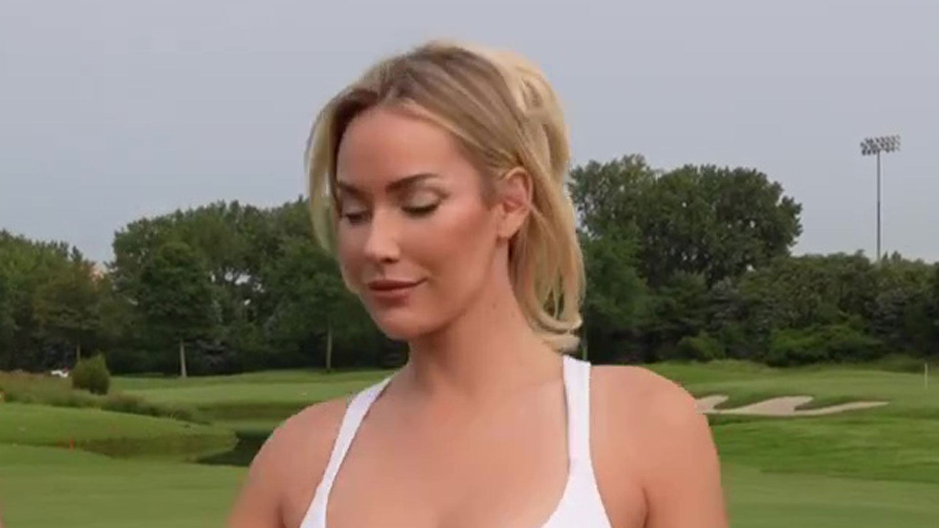 Braless Paige Spiranac leaves nothing to imagination in very busty show as fans gasp 'your cameraman is luckiest alive'