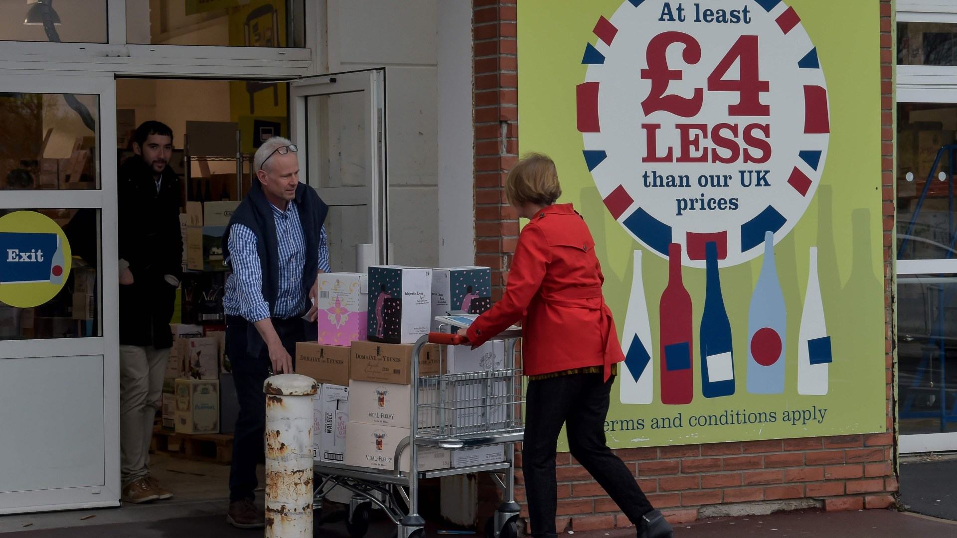 Britain's last booze cruisers stock up in case of a No Deal Brexit this Friday with Calais trade soaring by 50%