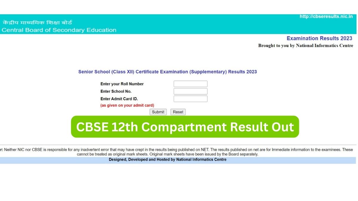 CBSE 12 Compartment Results 2023