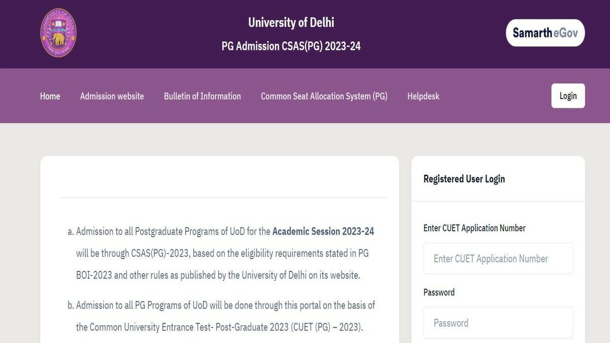 DU PG Seat allotment list 2023 for supernumerary quota