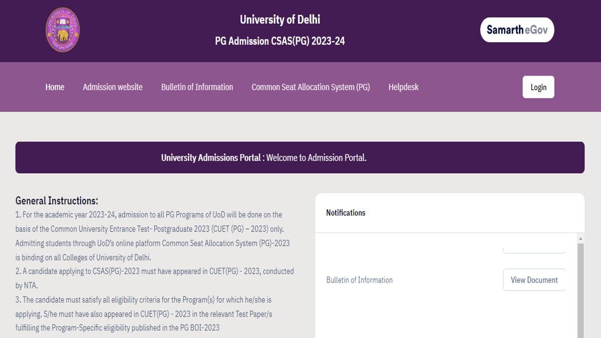 DU PG First Merit List 2023