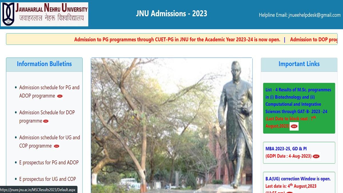 JNU UG 3rd merit list 2023