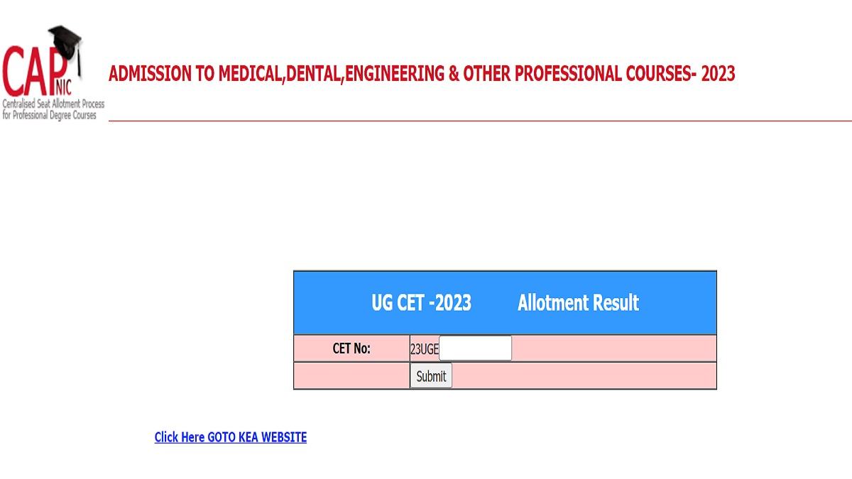 KCET Round 1 allotment result 2023