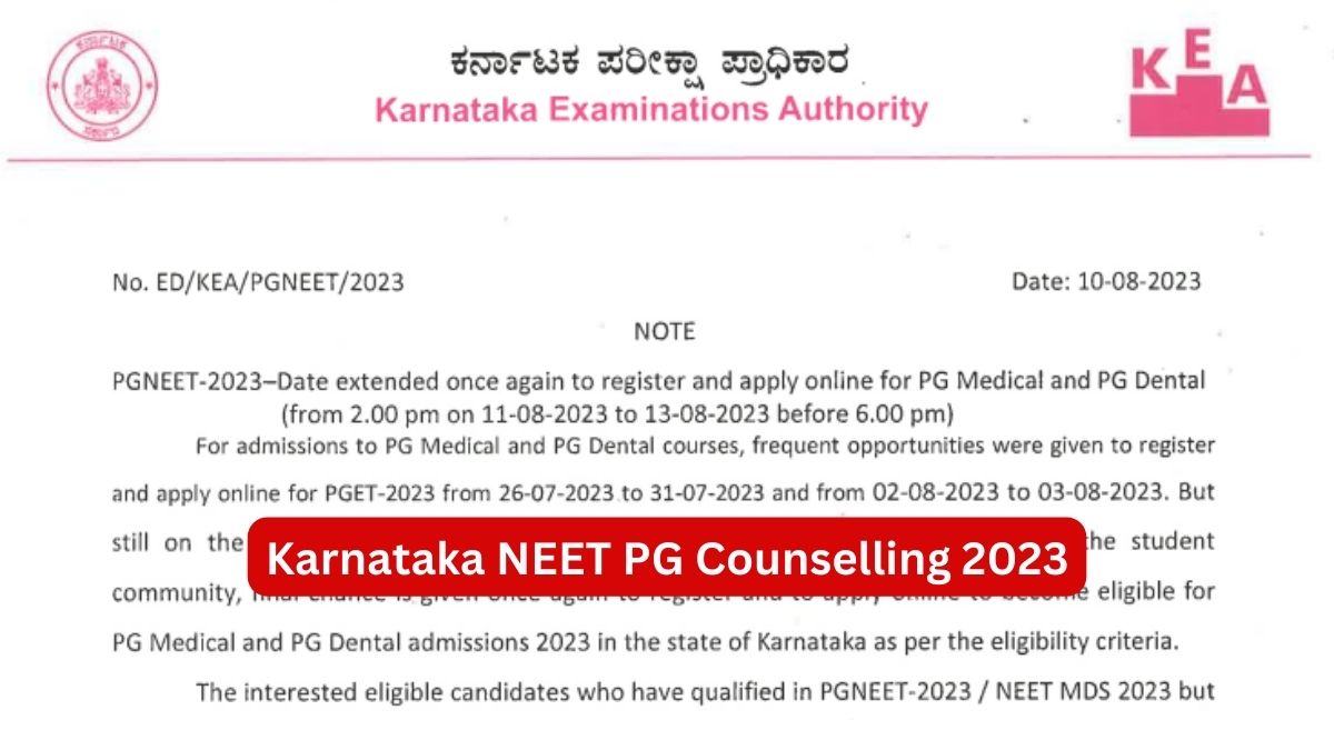 Karnataka NEET PG Counselling 2023