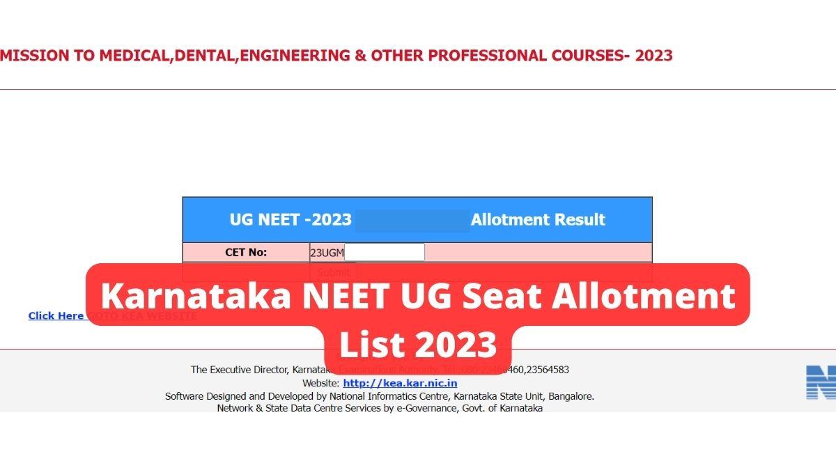 Karnataka NEET UG Seat Allotment List 2023 for Round 1