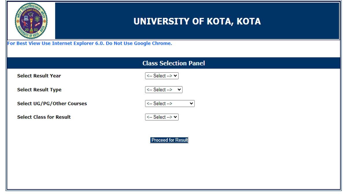 University of Kota Result 2023