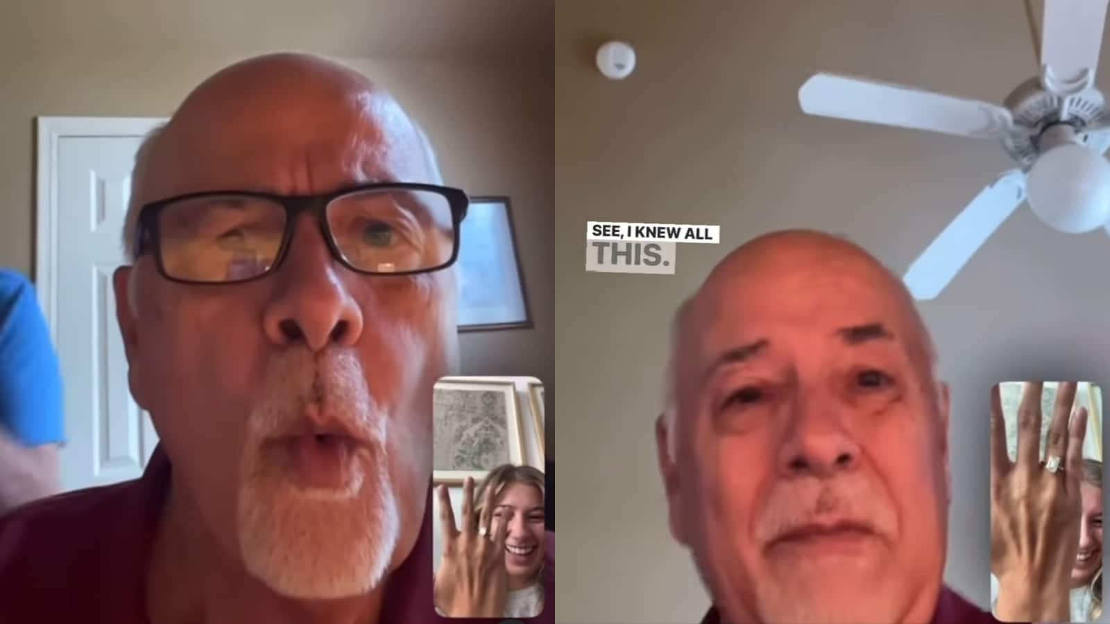 Man’s reaction to granddaughter’s engagement announcement is all about happiness